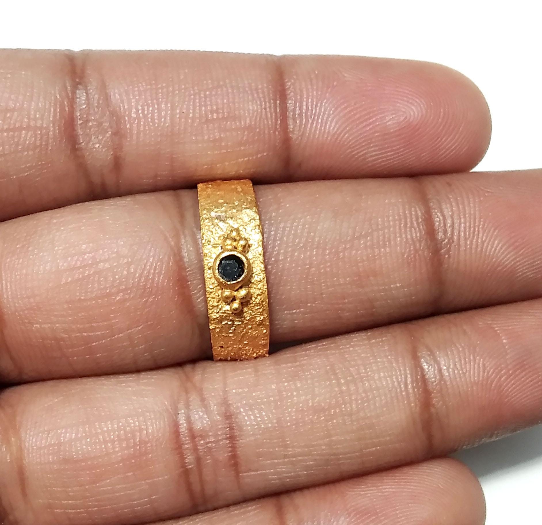 Natural Black Spinel Ring, Solid 925 Sterling Silver Gold Plated Ring, Amazing Black Spinel Ring, Handmade For Gift Birthday Ring